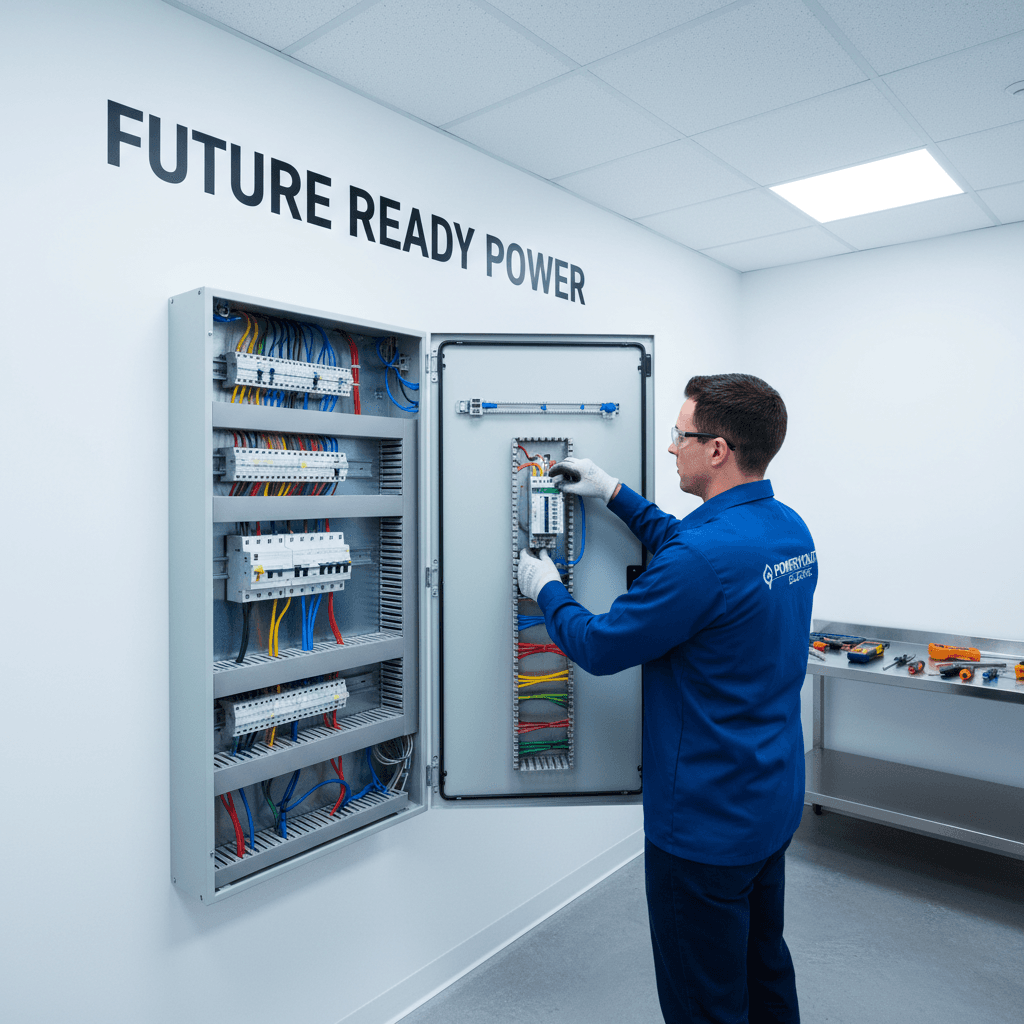 Electrician performing installation work on electrical panel