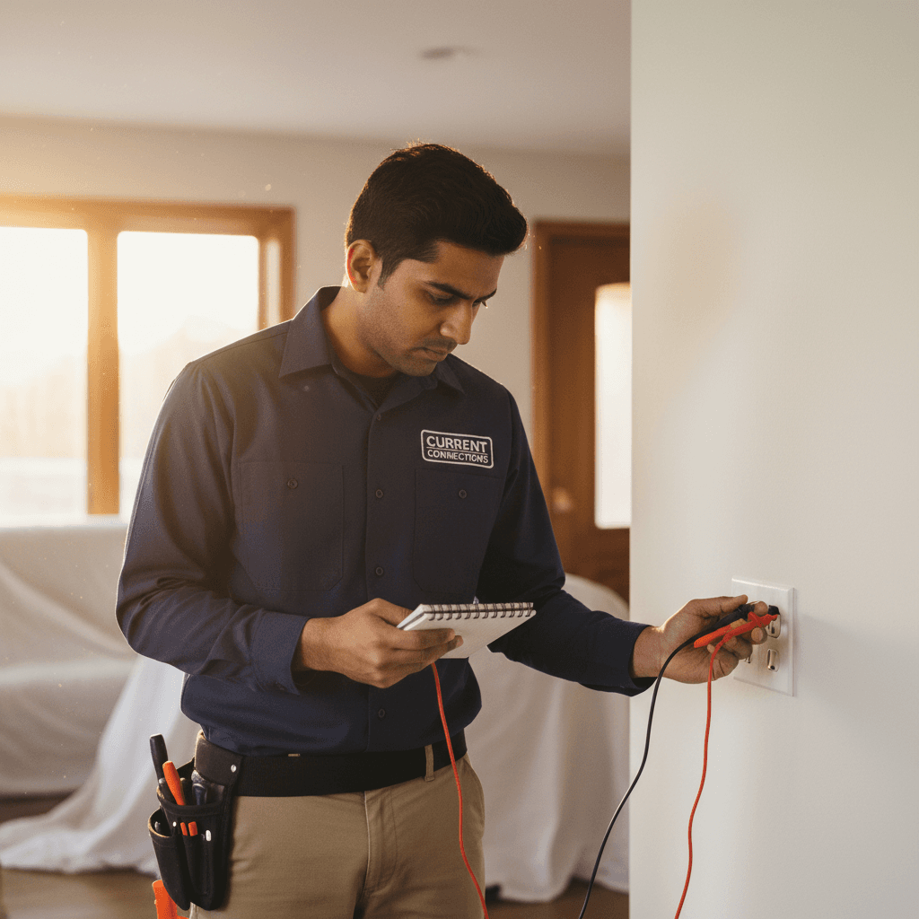 Technician performing on-site electrical assessment