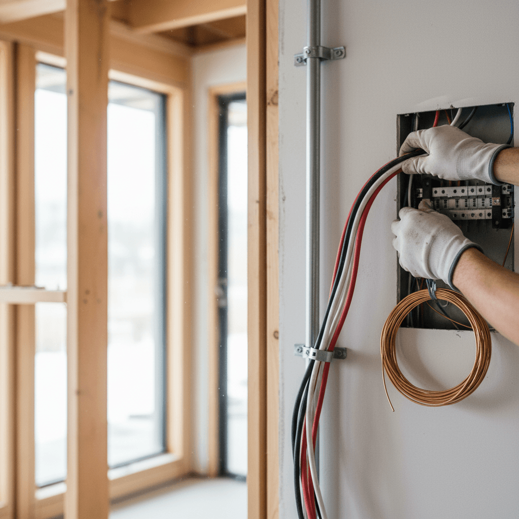 Instalasi listrik rumah baru dengan kabel rapi dan panel lengkap