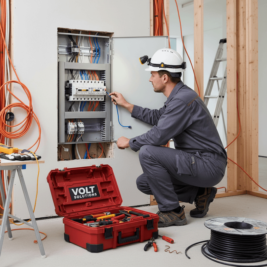 Professional electrician working on electrical installation in Kabupaten Tangerang